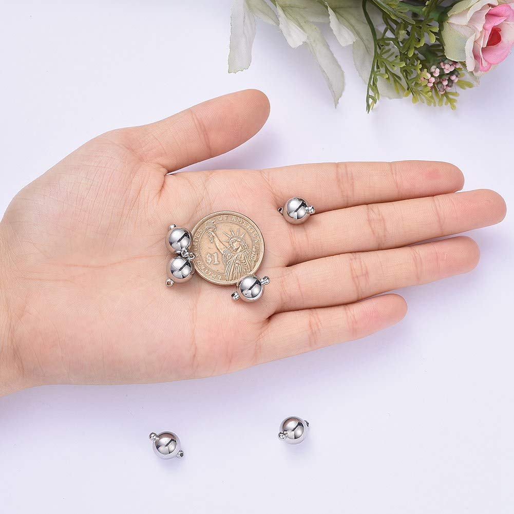Lot De 10 Fermoirs Magnétiques Ronds Pour Collier – Métal Lisse Argenté