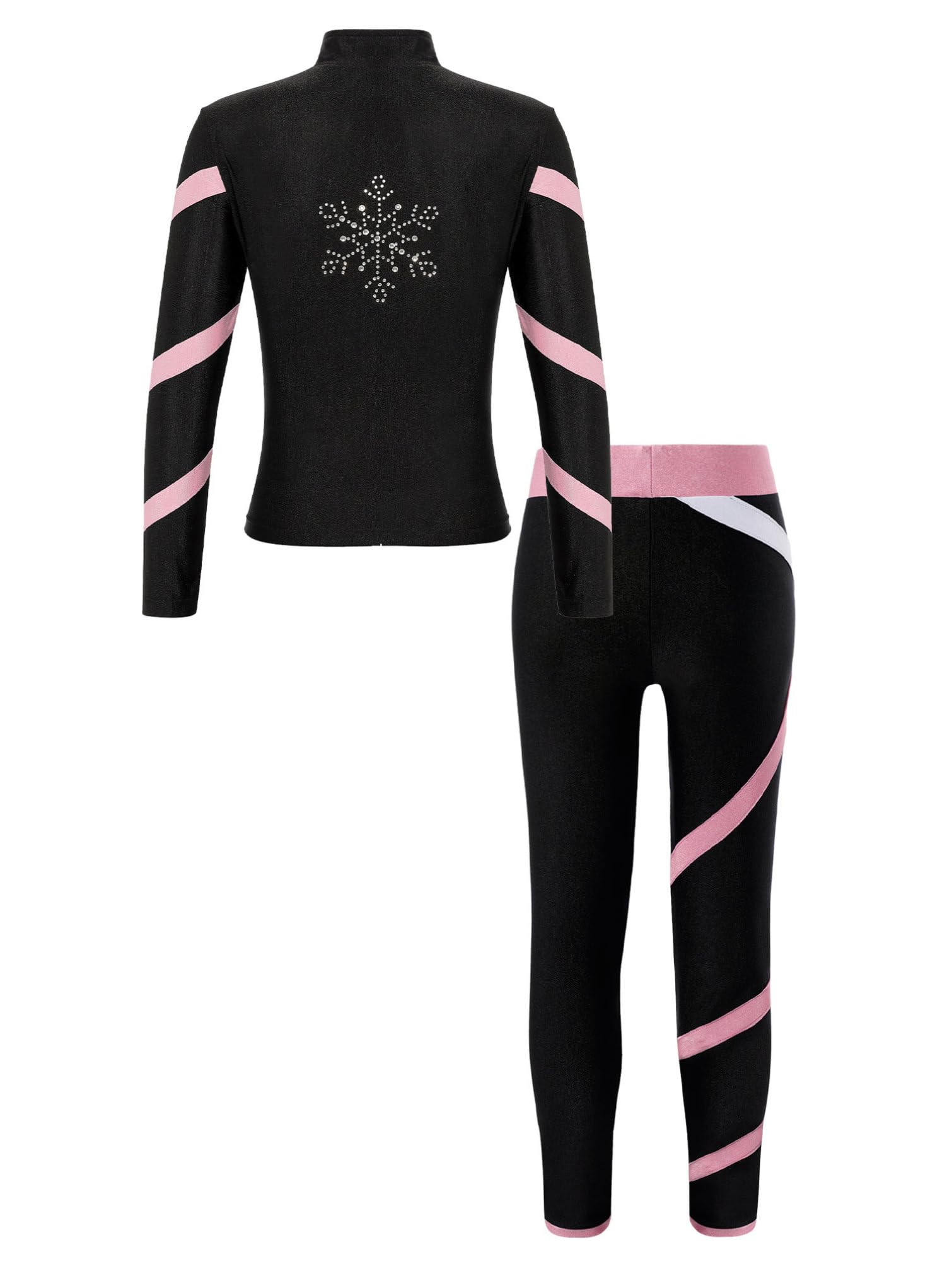 TiaoBug Ensembles de Patinage Enfant Fille Ensemble Patinage Artistique Gymnastique Veste de Patinage et Pantalon Patinage Ensemble Sport Danse Yoga Survêtement 6-16 Ans