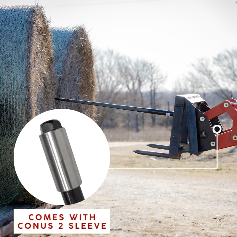 Ag Rite 2-Spear Premium Combo Conus 2 Bale Spears 43 Inch | Weldable Sleeves 3350 lb Capacity | Heavy Duty Hay Handling Attachment | Round and Square Bales Farm Ranch Use