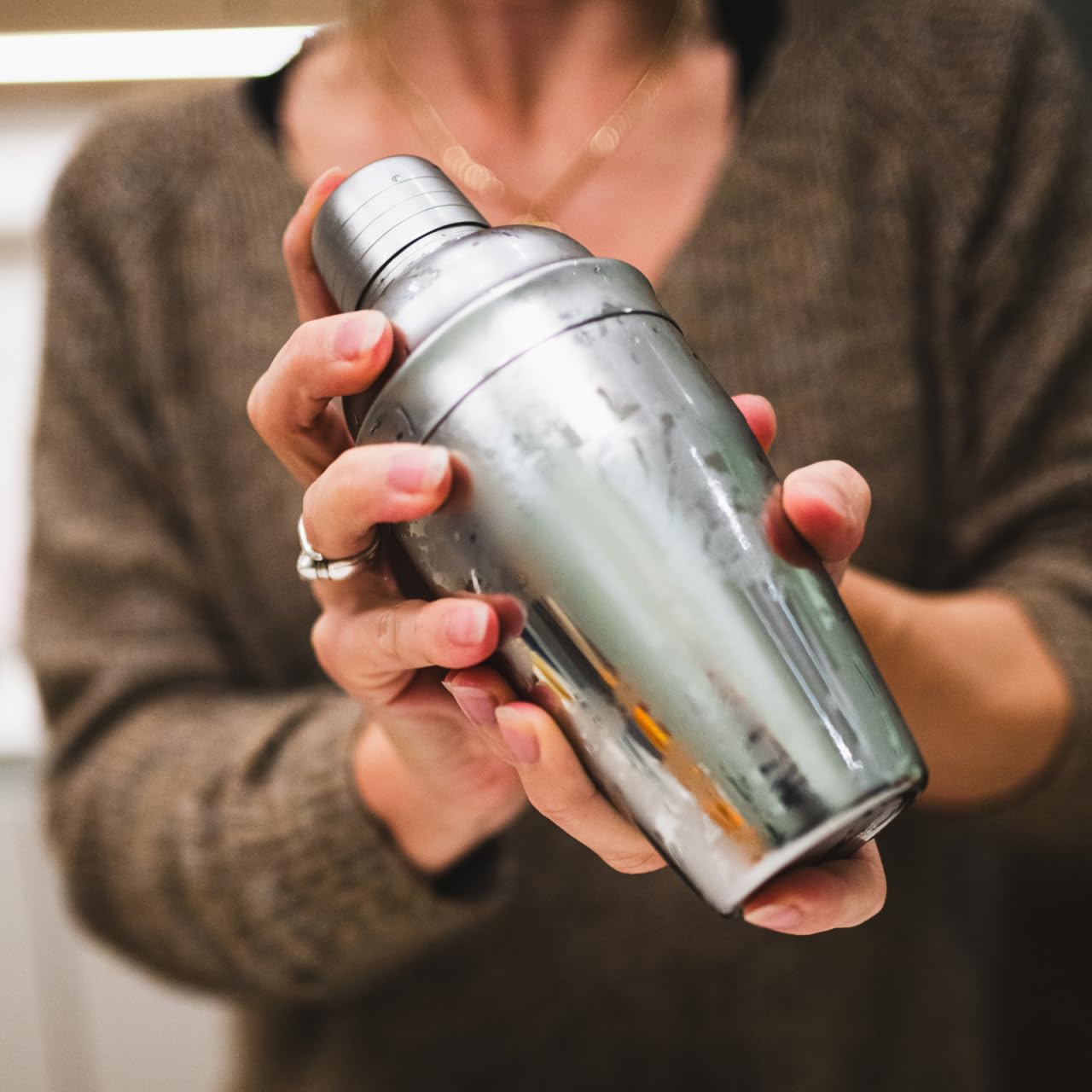 Tapa Shaker Acero Inoxidable Salpicaduras Accesorio Tapón Coctelera para Taza Adaptada Bares Salones de Té y Uso Doméstico