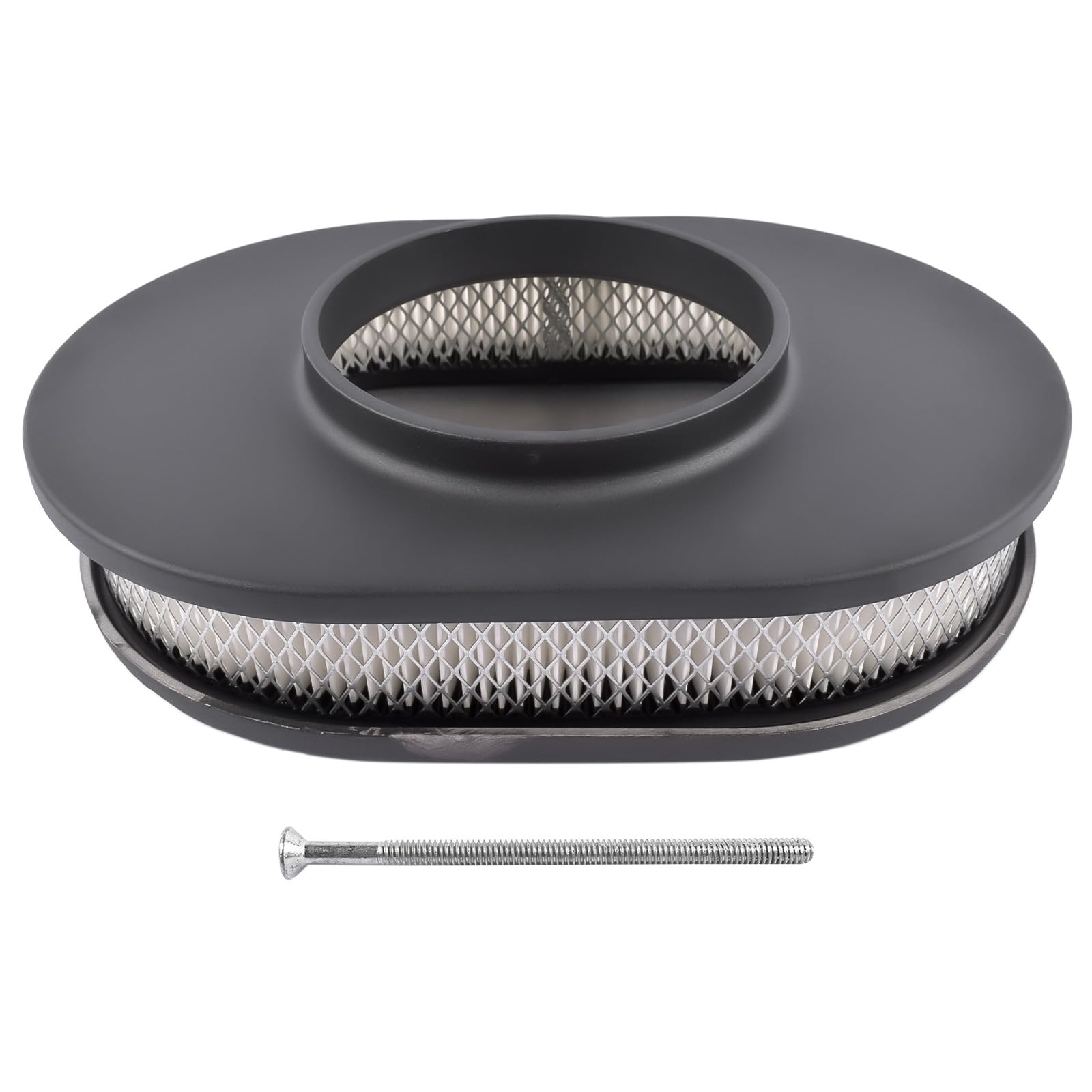 Filtro de aire ovalado de 12 pulgadas de aluminio negro de repuesto para carburadores de 5-1/8 pulgadas