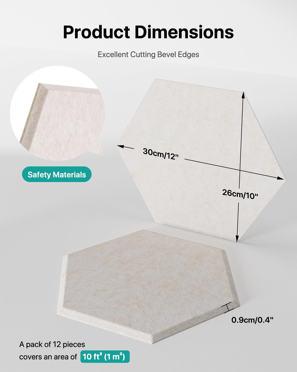 Soundsbay Acoustic Panels, 18 Pack Hexagon Soundproof Wall Panels High Density Sound Absorbing Panel, Sound Proof Foam Panels for Walls, Office, Recording Studio, Ceiling 12" X 10" X 0.4", Beige
