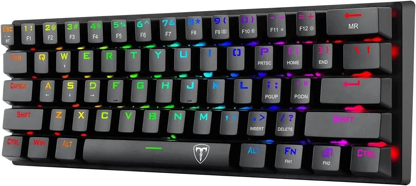T-DAGGER Verde T-TGK317 RGB Mechanical Keyboard, angled top view, highlighting keycap legends and function key markings.