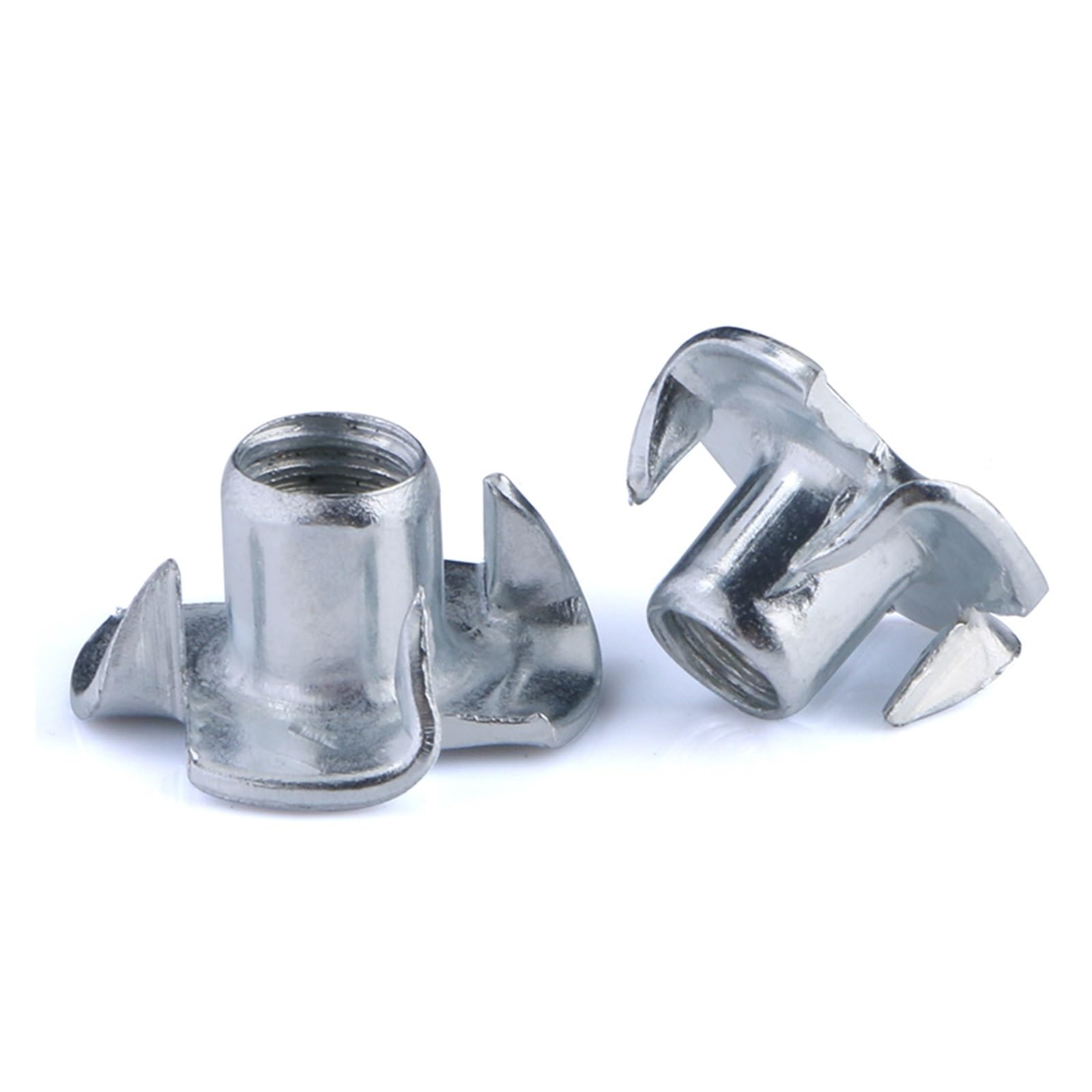 Four Pronged T Nuts, 100PC Four Claw Thickened Steel M4 M5 M6 M8 Speaker Nut T-nut Blind Pronged Tee Nut Furniture Hardware