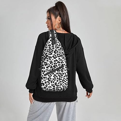 Miniatura 6 de Mochila cruzada para hombres y mujeres, bolsa de pecho, bolsa de hombro, una correa, mochila de viaje para senderismo, Leopardo de nieve, Mochilas