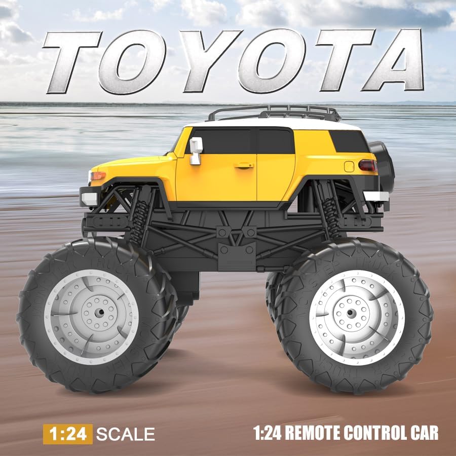 Miniatura 5 de Vinie Jeep a control remoto para niños, autos RC Toyota FJ Cruiser 2007, escala 124, juguetes para niños con licencia oficial, 2.4Ghz inalámbrico,