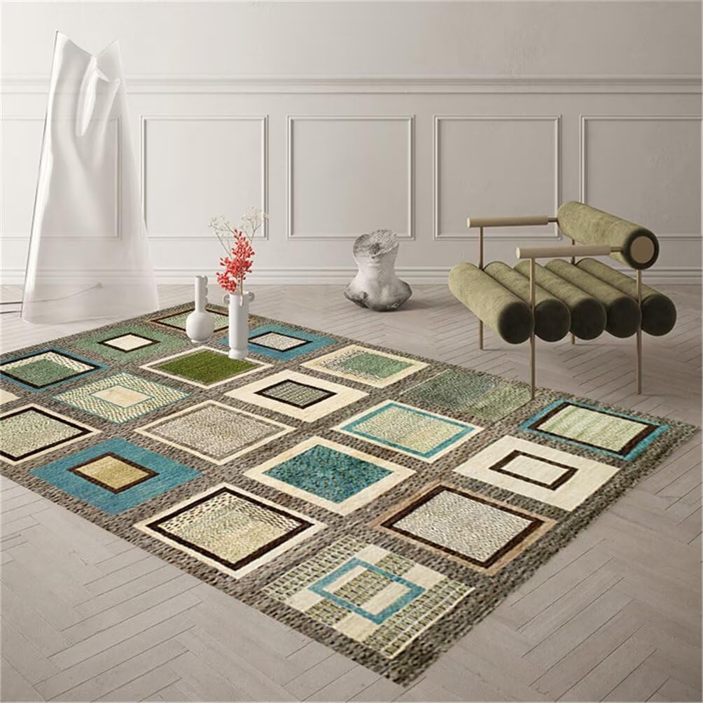 Tapis salon XXL et chambre enfant 120x180 cm moderne et vert