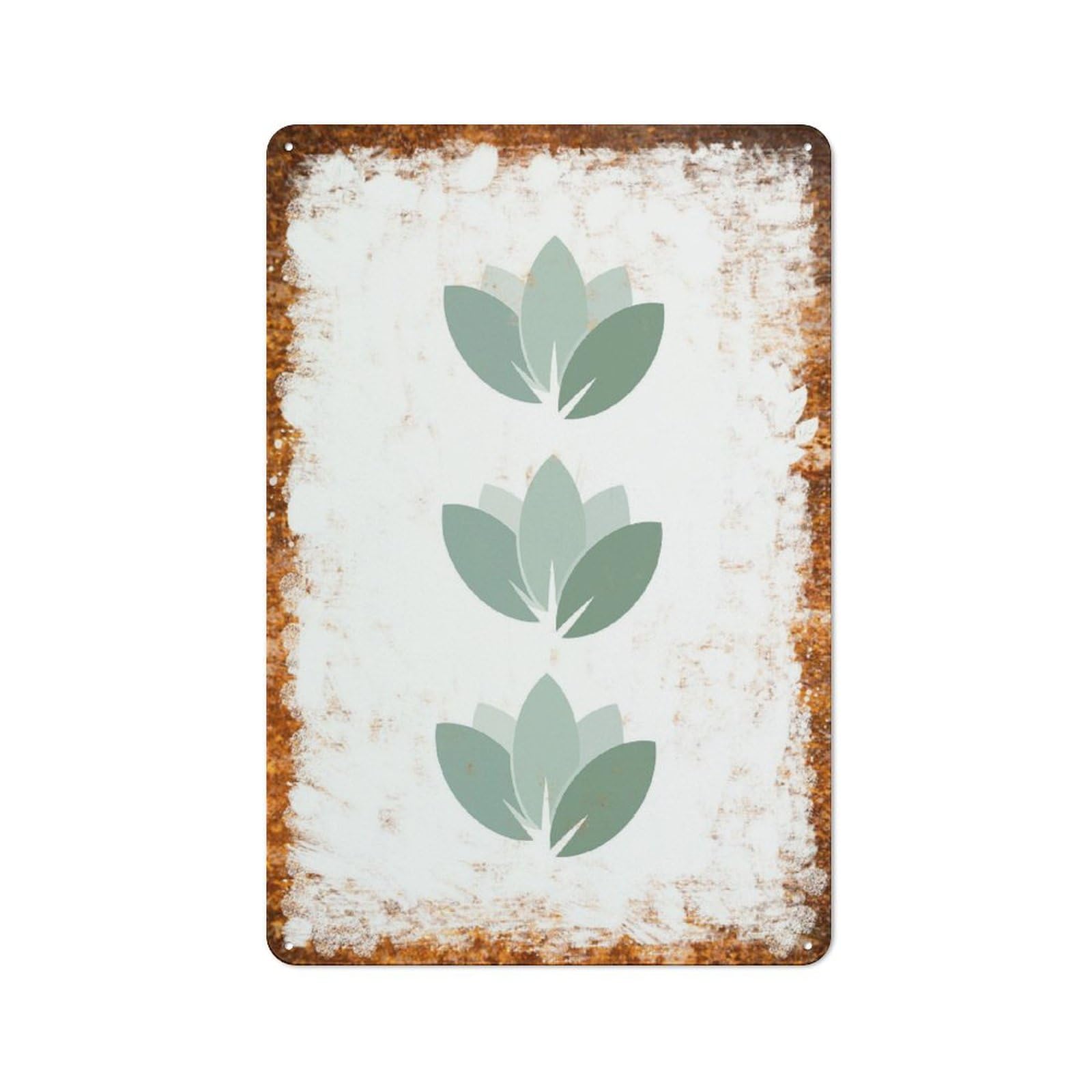 peiyeety Metal Tin Sign Retro Distressed Vintage Rustic Metal Green Leaf Silhouette Print Wall Art Decor for Home Kitchen Bedroom Bathroom Farmhouse Living Room Office Apartment 12x16 Inch