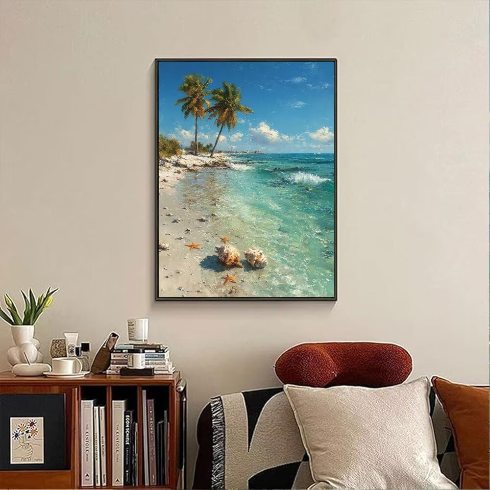 Muszle Plażowe Diamentowe Malowanie Dorosłych Zestawów, 5D Okrągłe Wiertło Diamentowe Malarstwo Dzieci Malarstwo, Diamant Art Haft Cross Stitch Obrazy, Mozaika Sztuka Do Dekoracji Ściany 90x120cm HJ8