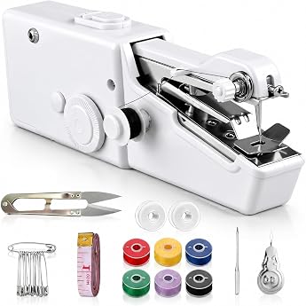 Sewing Machine Hand Sewing Machine Portable Mini Electric Sewing Machine with Sewing Accessories for Beginners Easy to Use for Leather Fabrics Clothing & Home Textiles White