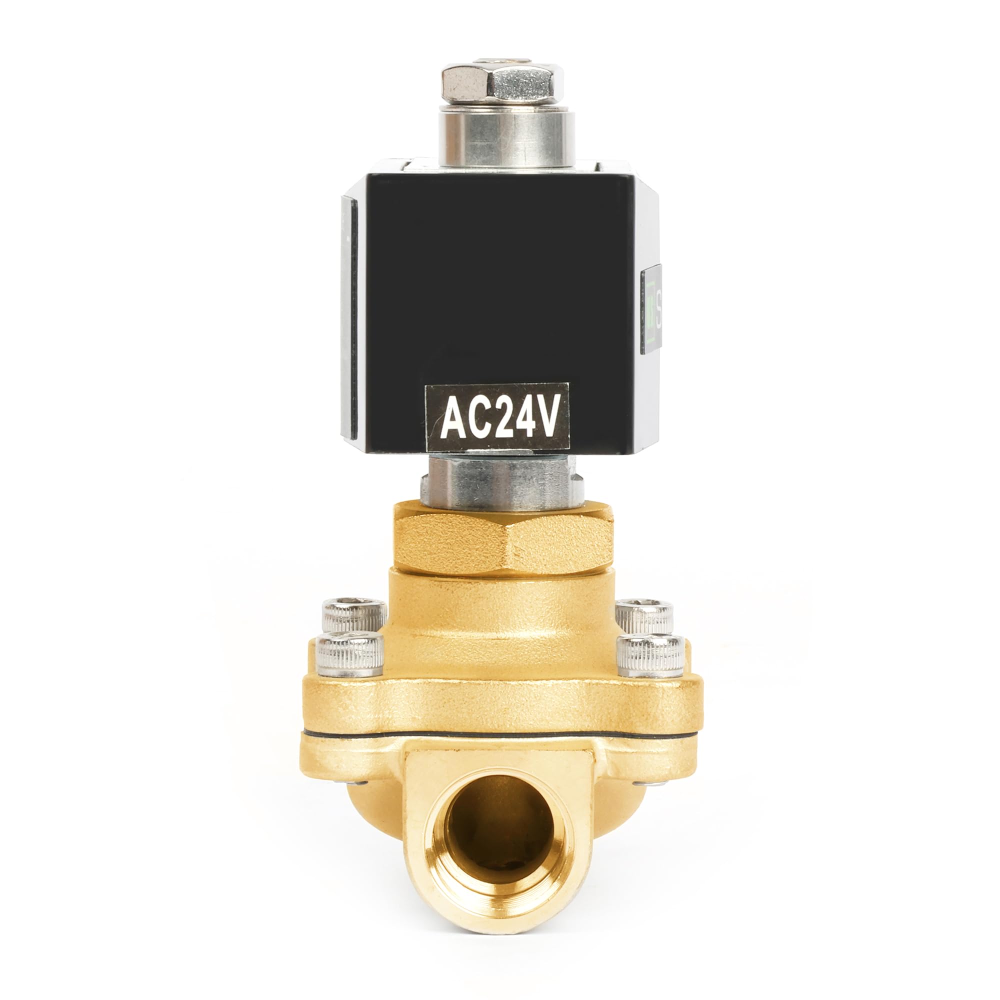 U.S. Solid Elettrovalvola in ottone G 1/2" 24V AC – 10 bar, normalmente aperta, per acqua, aria, diesel, cherosene, benzina