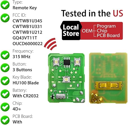 Miniatura 4 de Control remoto de entrada sin llave CWTWB1U345 315MHz 3 botones de repuesto para Ford E-Series 1998-2016 Escape Escort F-Series Lincoln Mazda