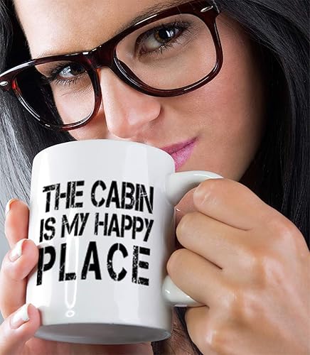 Miniatura 5 de "La Cabina es My Happy Place" Funny Relax # 1Café Té Blanco Taza de cerámica taza 11ozVacaciones Navidad Hanukkah Regalo