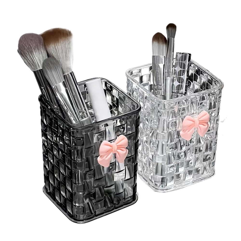 LIANXIBAG 2pcs Transparent Acrylic Makeup Brush Organizer Box, Desktop Cosmetic Storage, Lipstick And Nail Polish Display Rack, Jewelry(Clear)