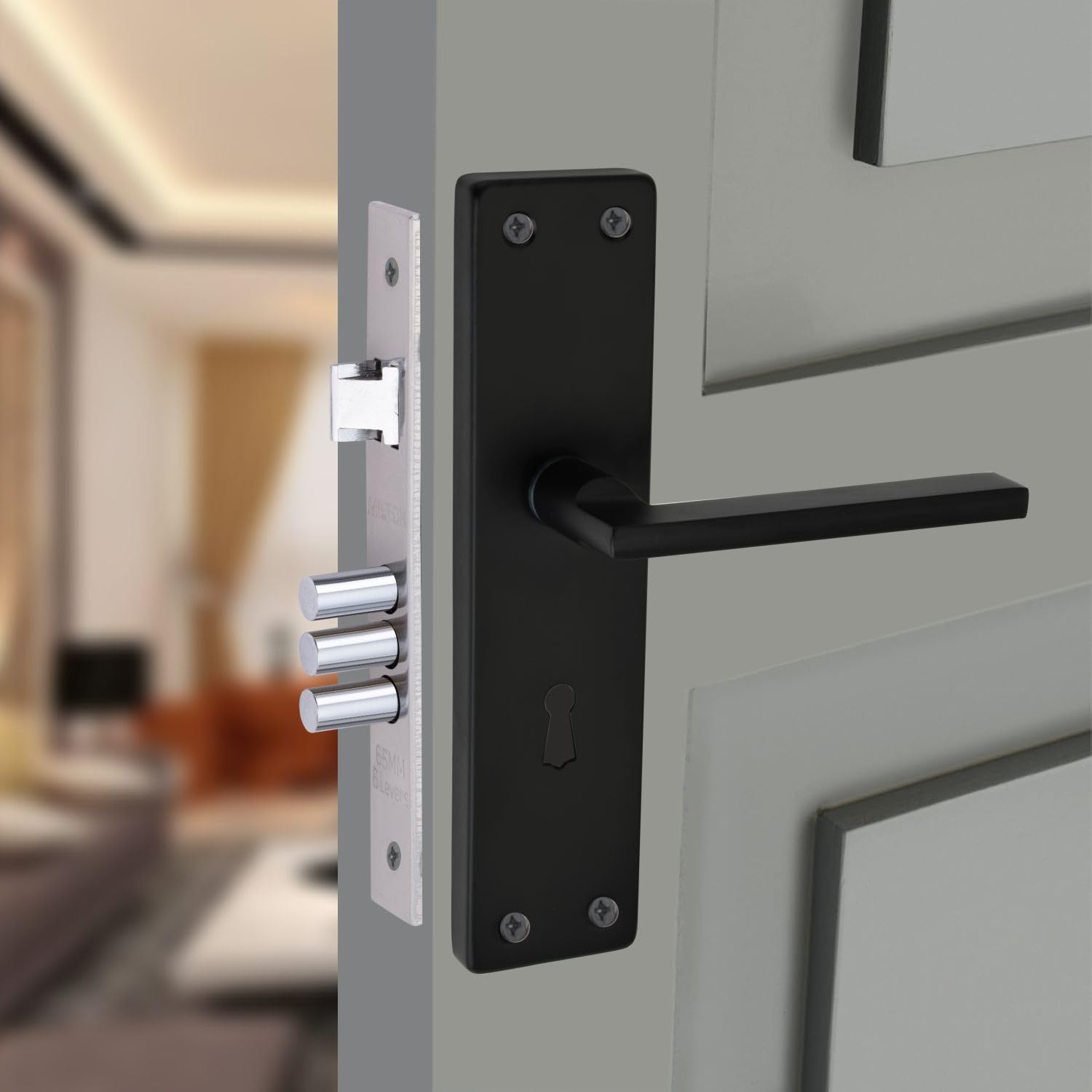 Milton 8 Inch Aluminum Mortise Lock Set - MSS-2002 Black