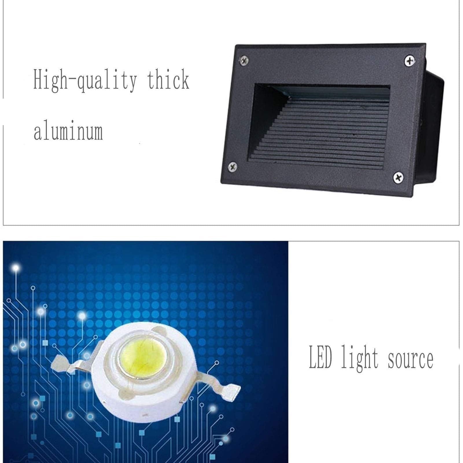 Lámpara De Jardín - Foco LED Empotrable Para Escaleras, Luces De Paso Para Exteriores Impermeables IP65, Luces De Escalera De Pasillo/luz De Esquina De 85-265V CA(Yellow,6W(205 * 85mm))