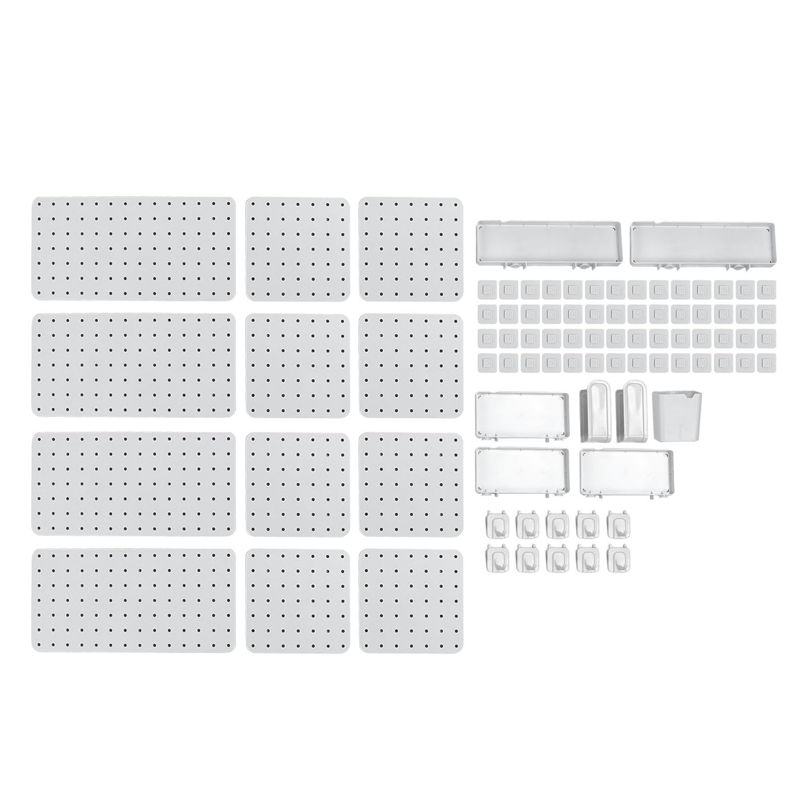 Organizador de Pared Combinado de Tablero Perforado que Ahorra Espacio para Baño y Garaje Fácil Instalación Material Duradero 21x21cm 42x21cm (Conjunto 8)