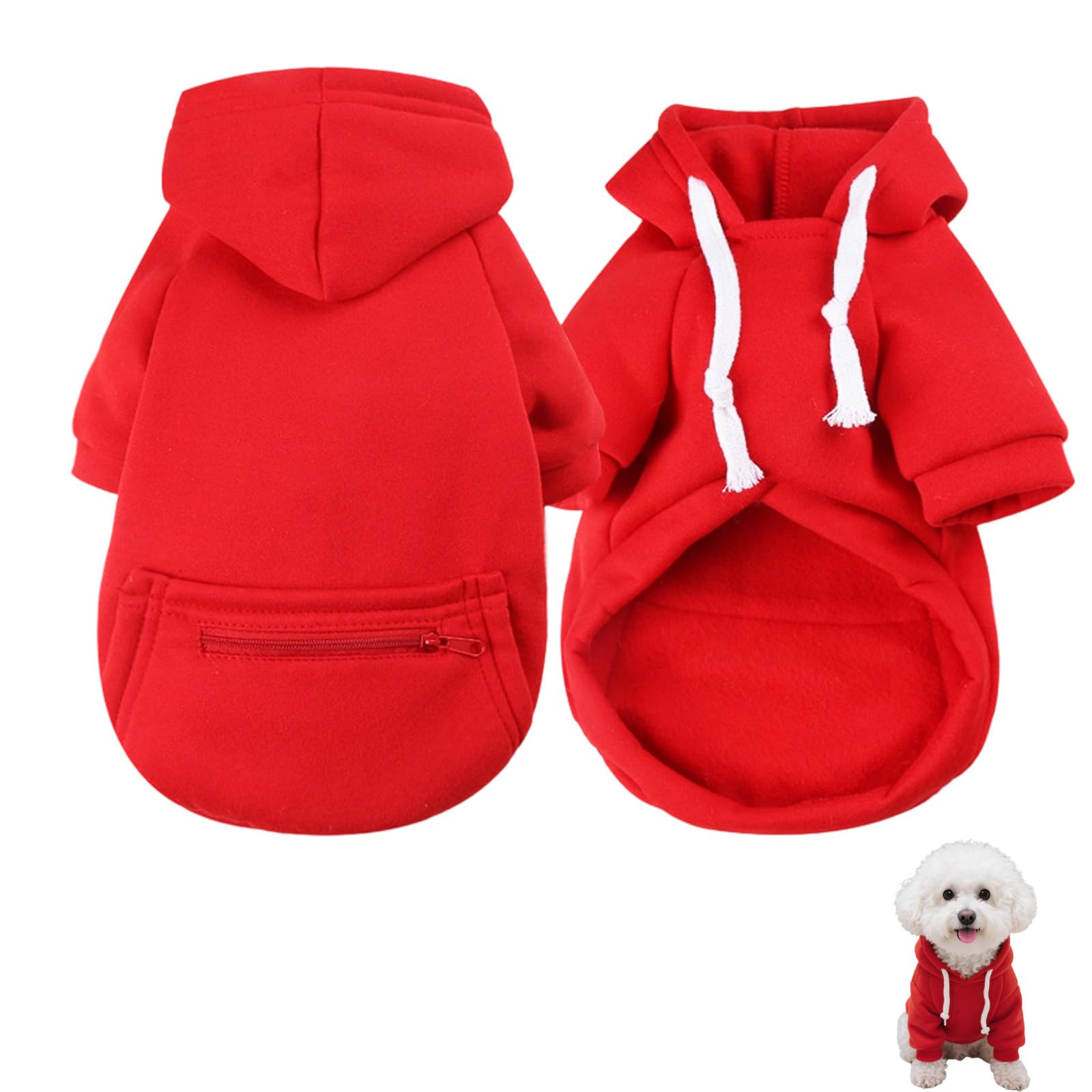 Fashionable Dog Hoodie, Dog Clothes for Small Dogs Soft and Warm Pet Hoodie with Fruit Snack Zipper Pocket