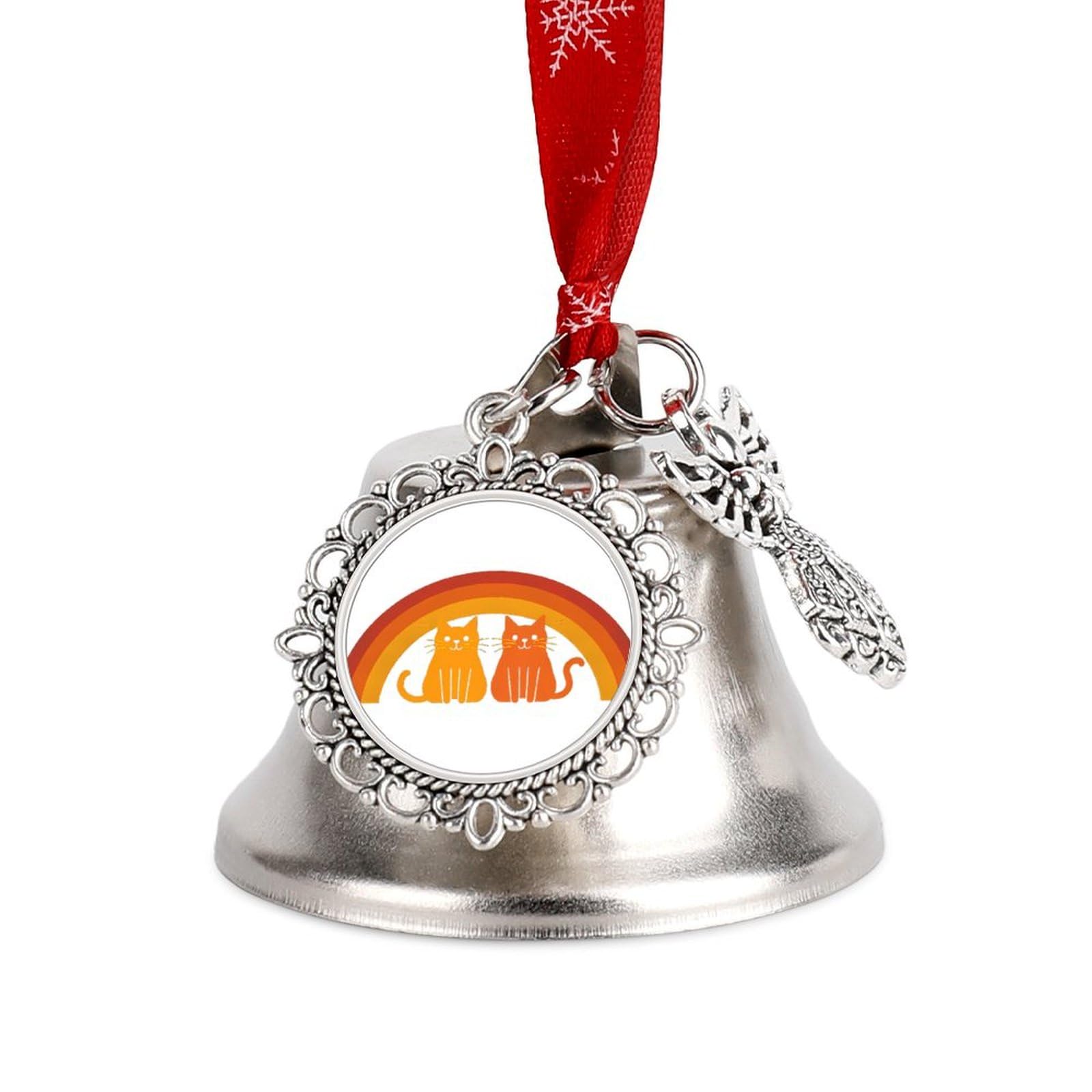 Vintage Cats Funny Christmas Bell Ornament Cute Xmas Tree Hanging Pendant Decoration for Holidays Party