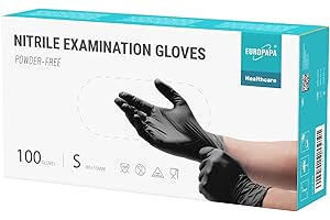 EUROPAPA Nitrile Examination Gloves, 100 Count, Black, Small