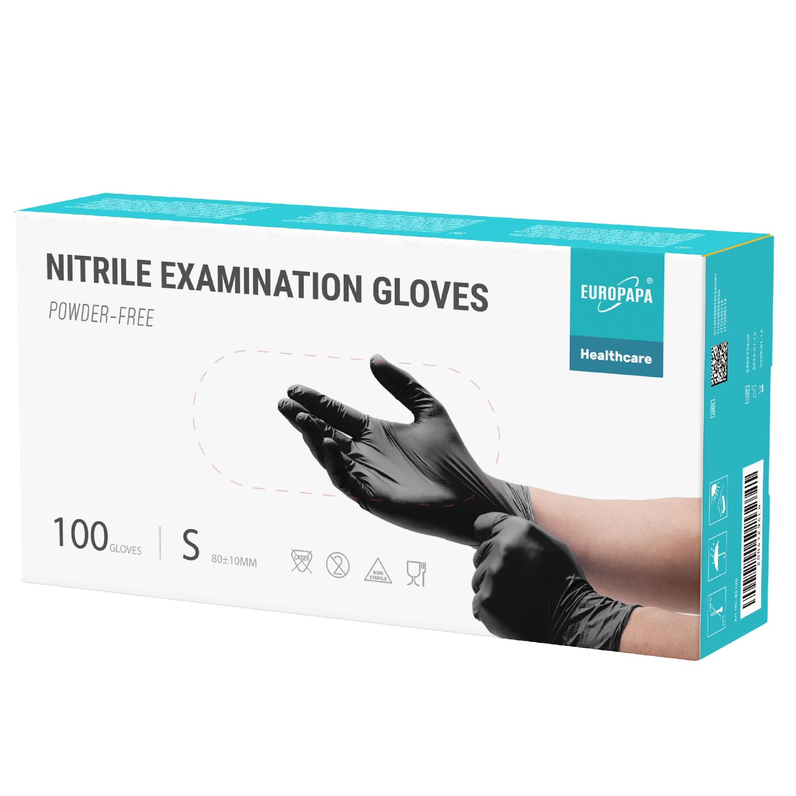 EUROPAPA Nitrile Examination Gloves, Pack of 100