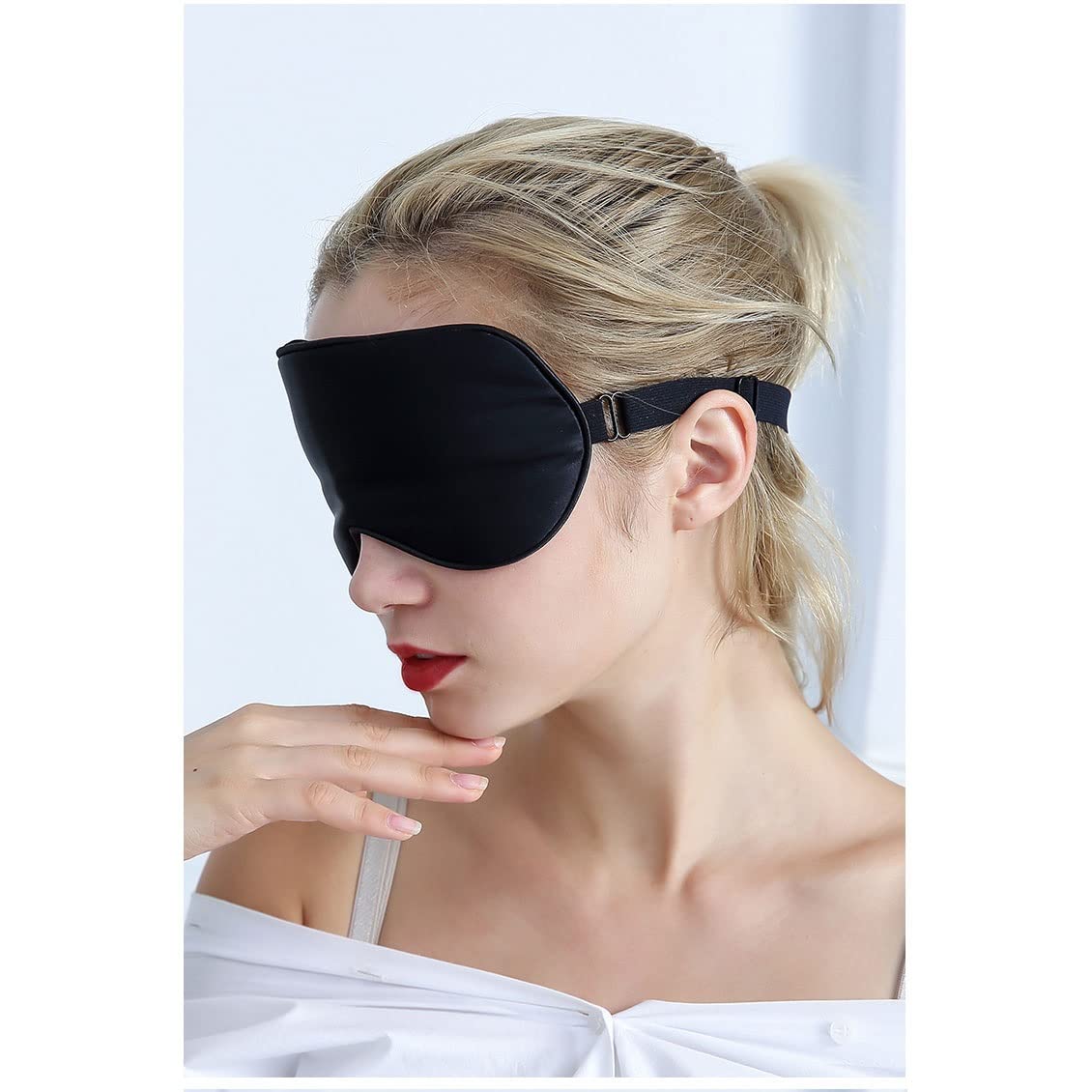 Schlafmaske aus Seide, Augenmaske aus Seide mit verstellbarem Riemen, Augenmaske for Schlafen, blockiert Licht, reduziert geschwollene Augengeschenke (Color : C)
