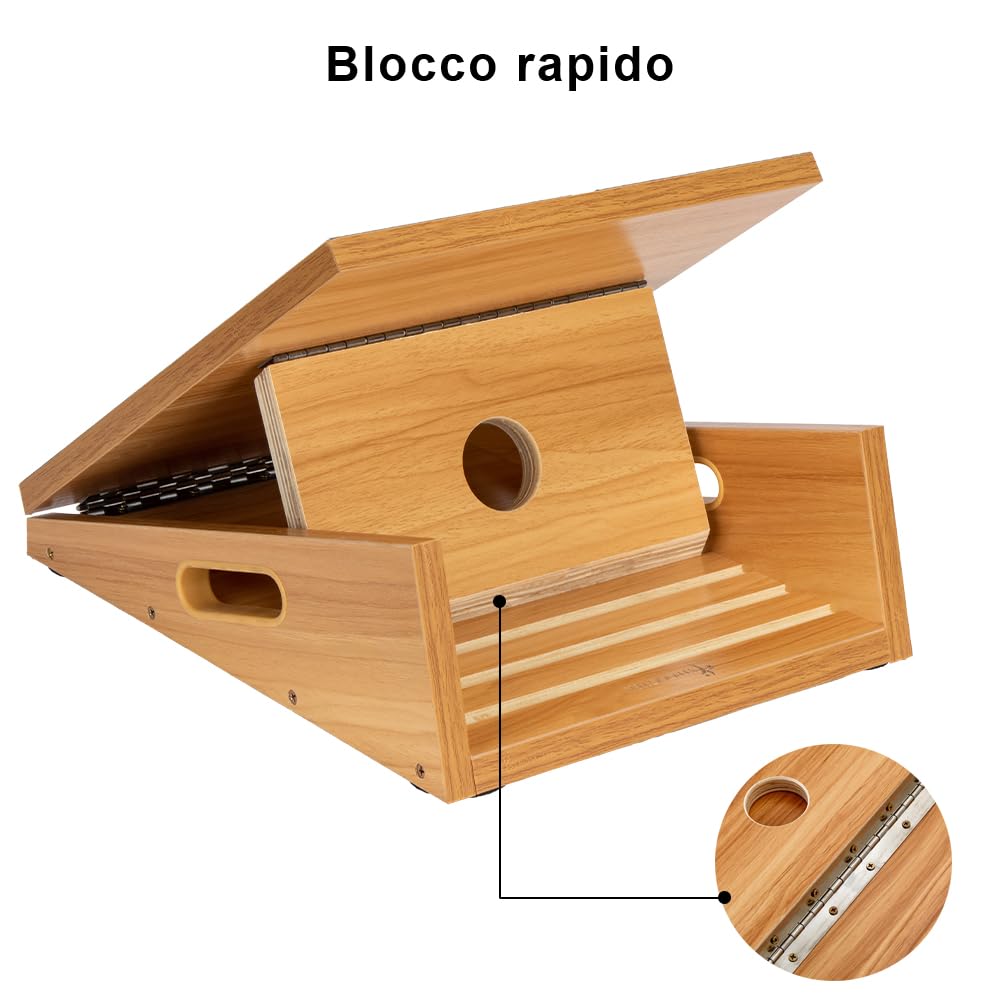 Tavola Inclinata Professionale In Legno Touch-Rich - Regolabile Su 5 Posizioni (15°-35°) Con Maniglia, Per Stretching Polpacci E Riabilitazione - 2