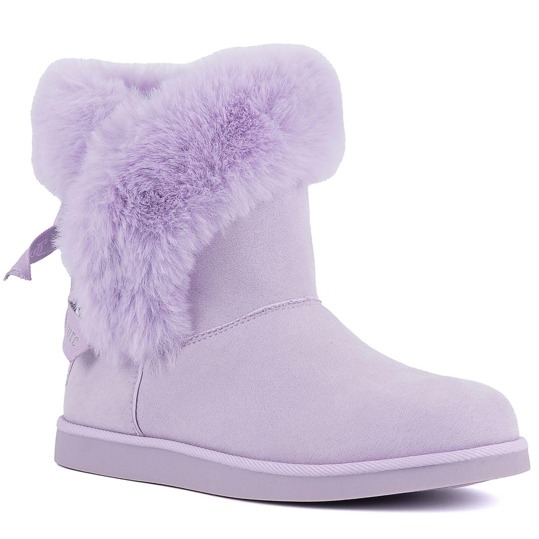 Juicy Couture Women's Slip On Winter Snow Boots Warm & Insulated Fur Lining Comfortable Fashion Booties