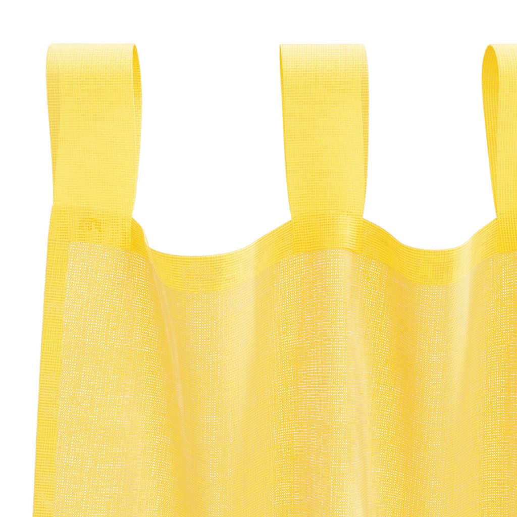 Voile Vorhänge mit Schlaufen 2er Set Gelb 140x225 cm Polyester Gardine halbtransparent für Wohnzimmer Schlafzimmer Sichtschutz Sonnenschutz mit Ösen