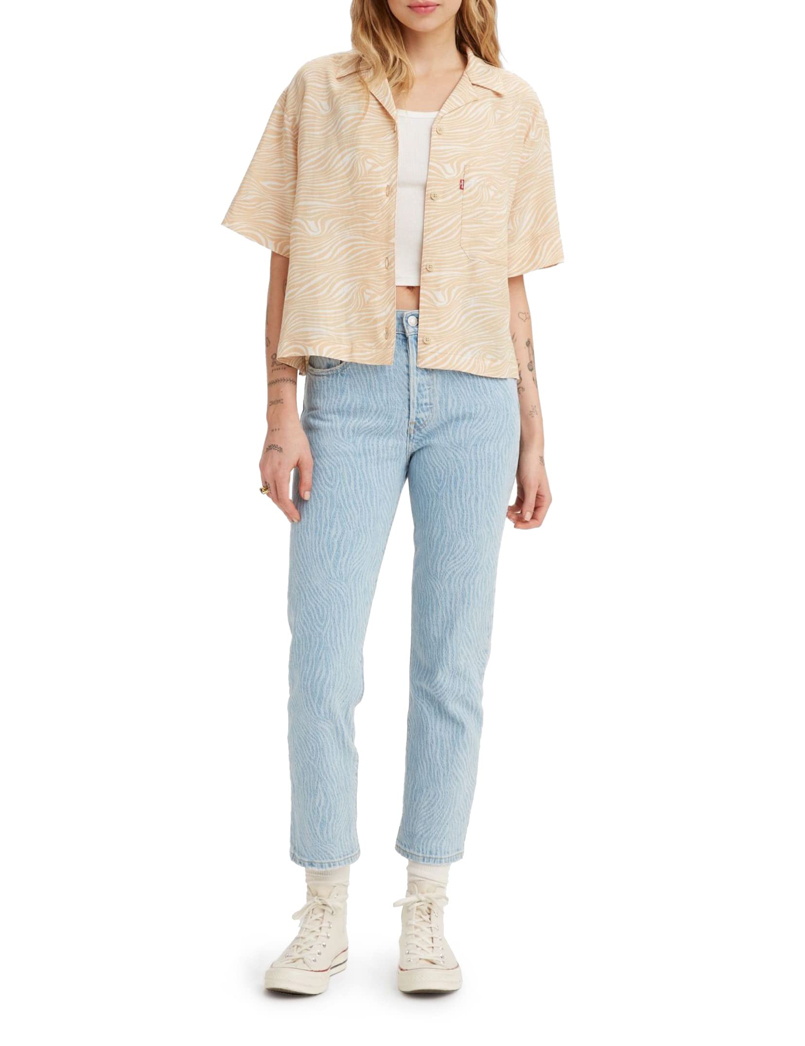 Levi's 501 Crop Women's Jeans, Blue Pattern, 28W / 26L