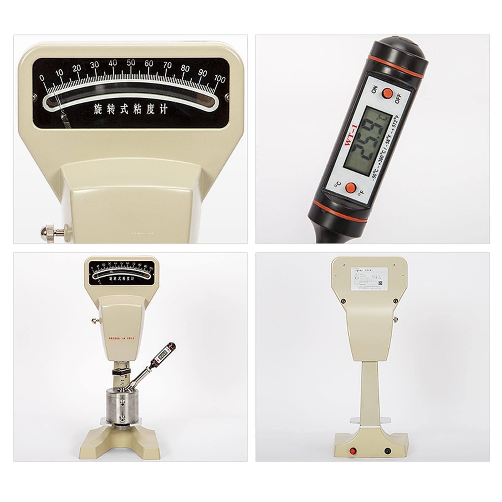 Viscosímetro giratorio digital con termómetro, motor micro síncrono, rango de viscosidad 1-1000000 mPa.s, precisión ± 5%, ideal para medición de laboratorio