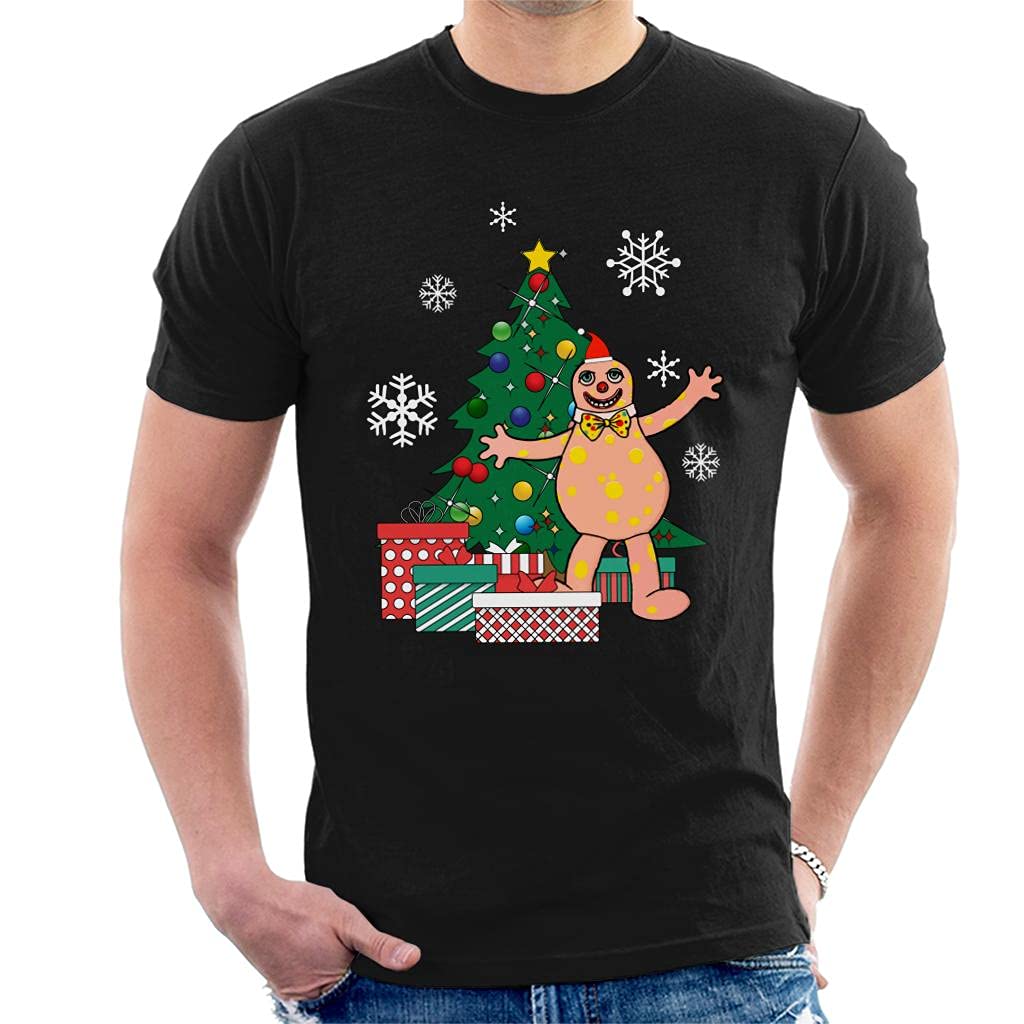 Cloud City 7 Men's Black Mr Blobby Around The Christmas Tree T-Shirt