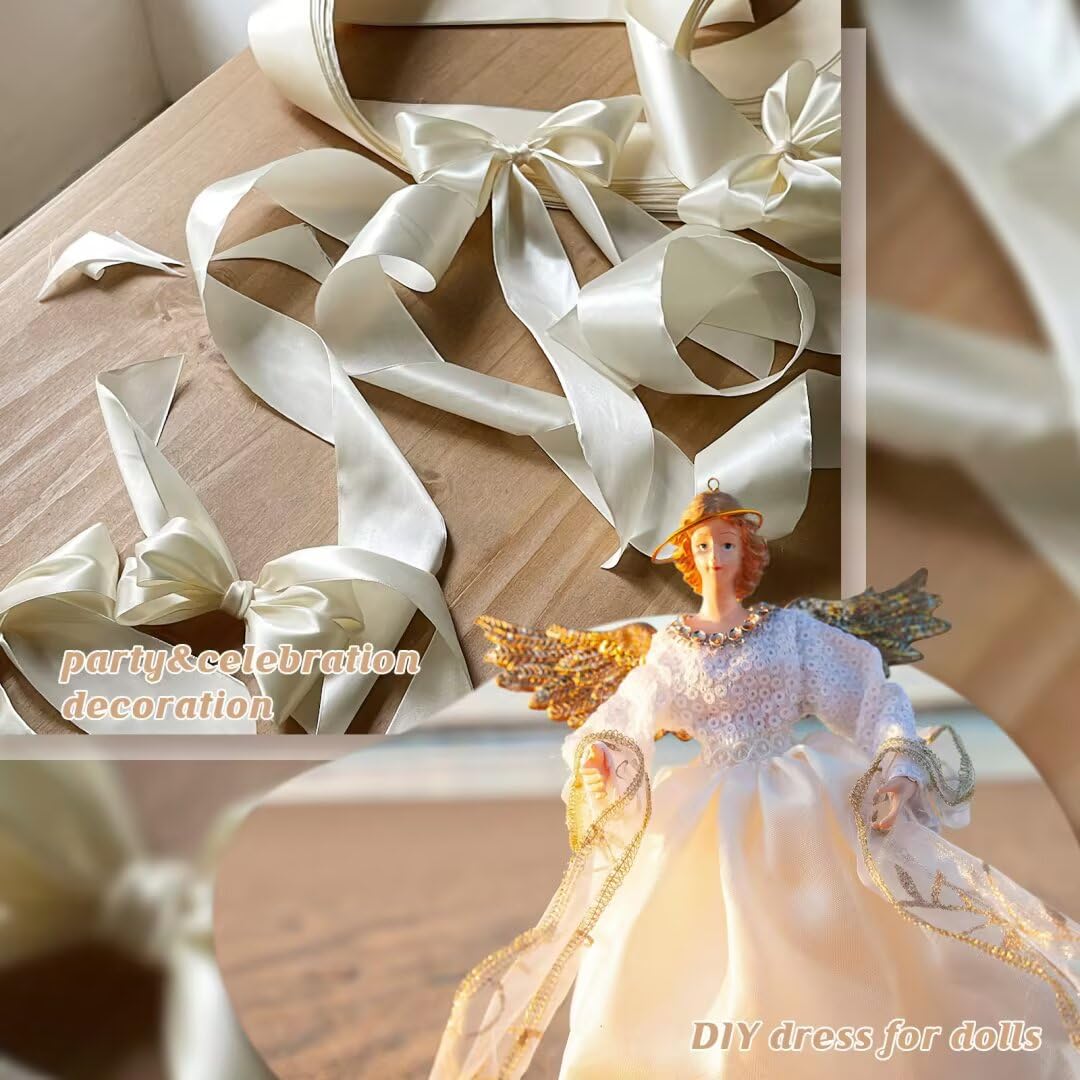 Satin Fabric by The Yard Soft Charmeuse Silky Shiny Cloth Fabric 59 Inch Width for DIY Sewing, Dress, Wedding Decorations, Draping, Sewing, Table Cloth(White, 1 Yard) - 5