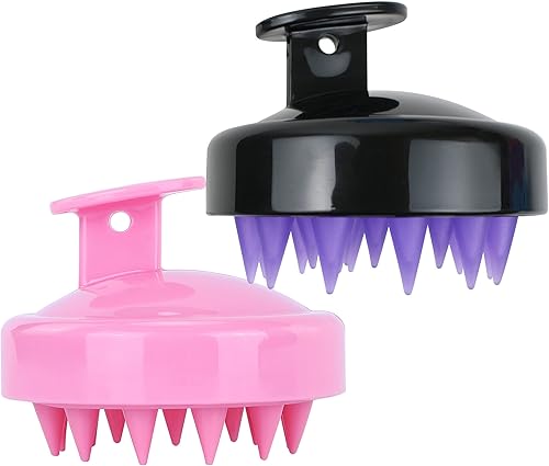 XXYXXY 2 champú masajeador de cuero cabelludo para el cuidado del cabello y la relajación de la cabeza, limpiador ergonómico del cuero cabelludo
