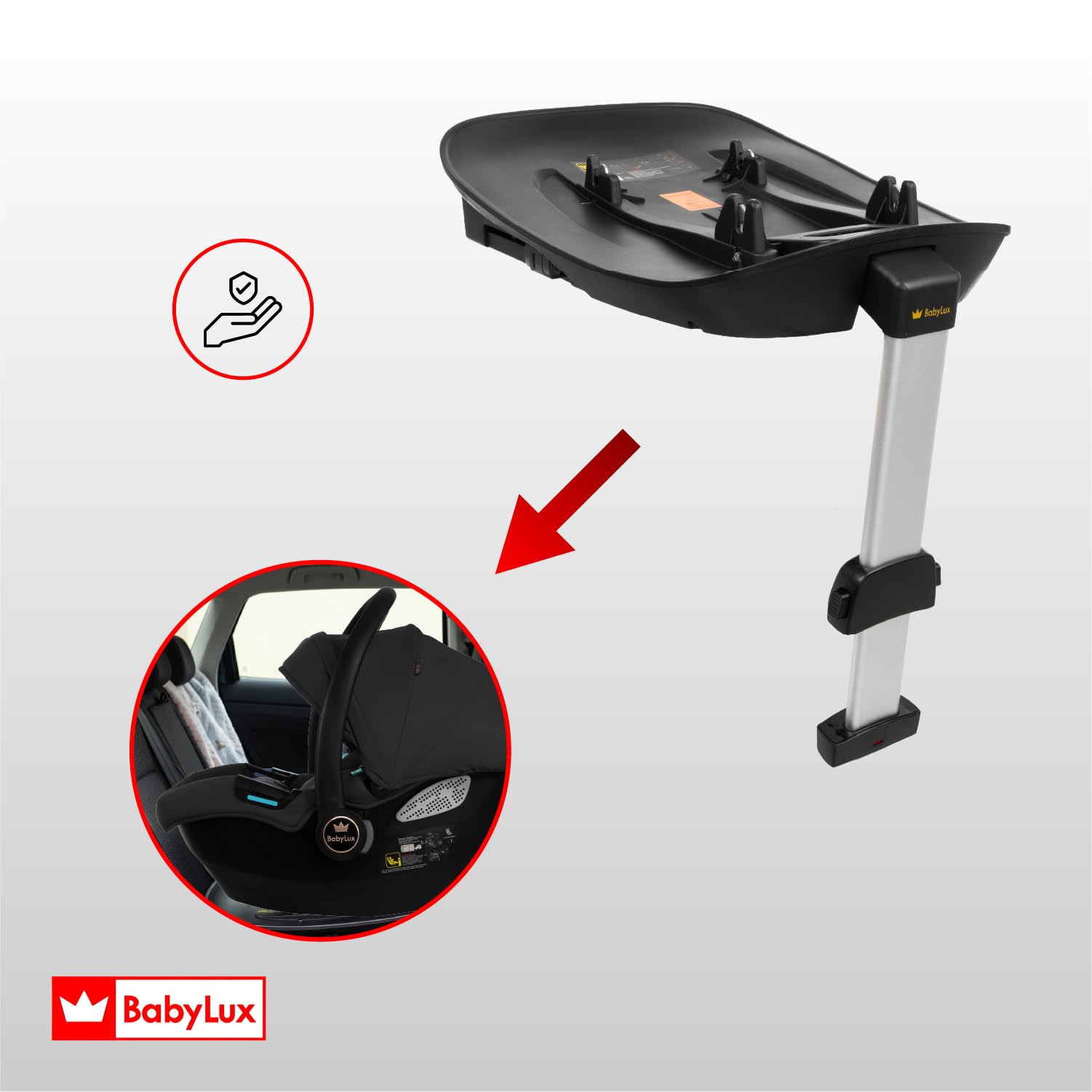 BabyLux® Kinderwagen 4in1 Set CASTOR, Faltbar Leicht Kombikinderwagen Set | incl. Babywanne, Reisebuggy, Kindersitz i-Size, Auto Basisstation, 4 Liegepositionen, 0-22kg, UV Schutz 50+, Vollgummireifen