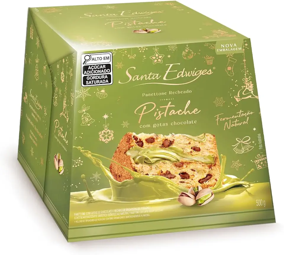 Panettone com Gotas de Choco e rech. de Brigadeiro de Pistache