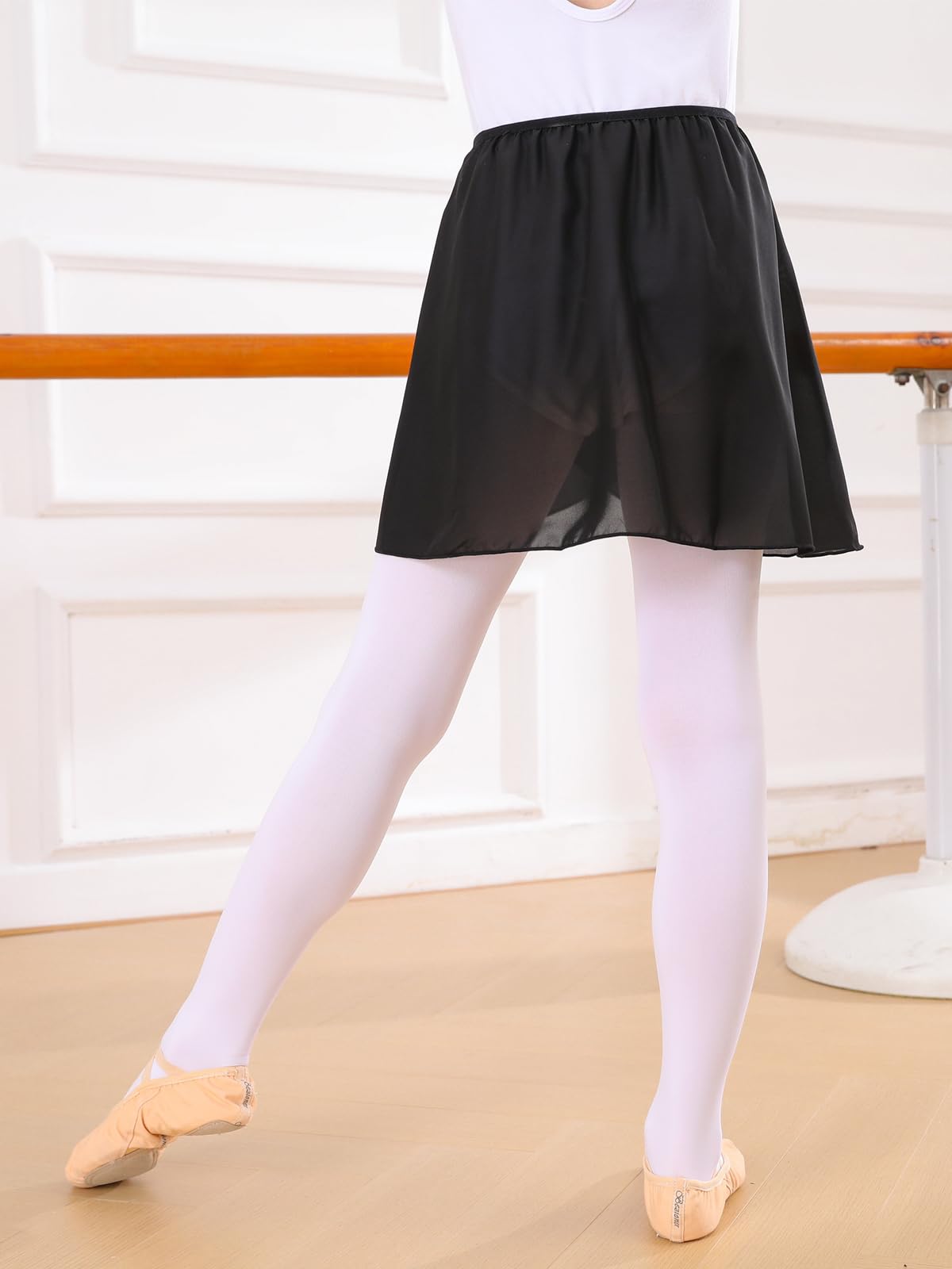 Falda de Danza Cruzada de Ballet Corta de Gasa con Cintura Elástica para Niña
