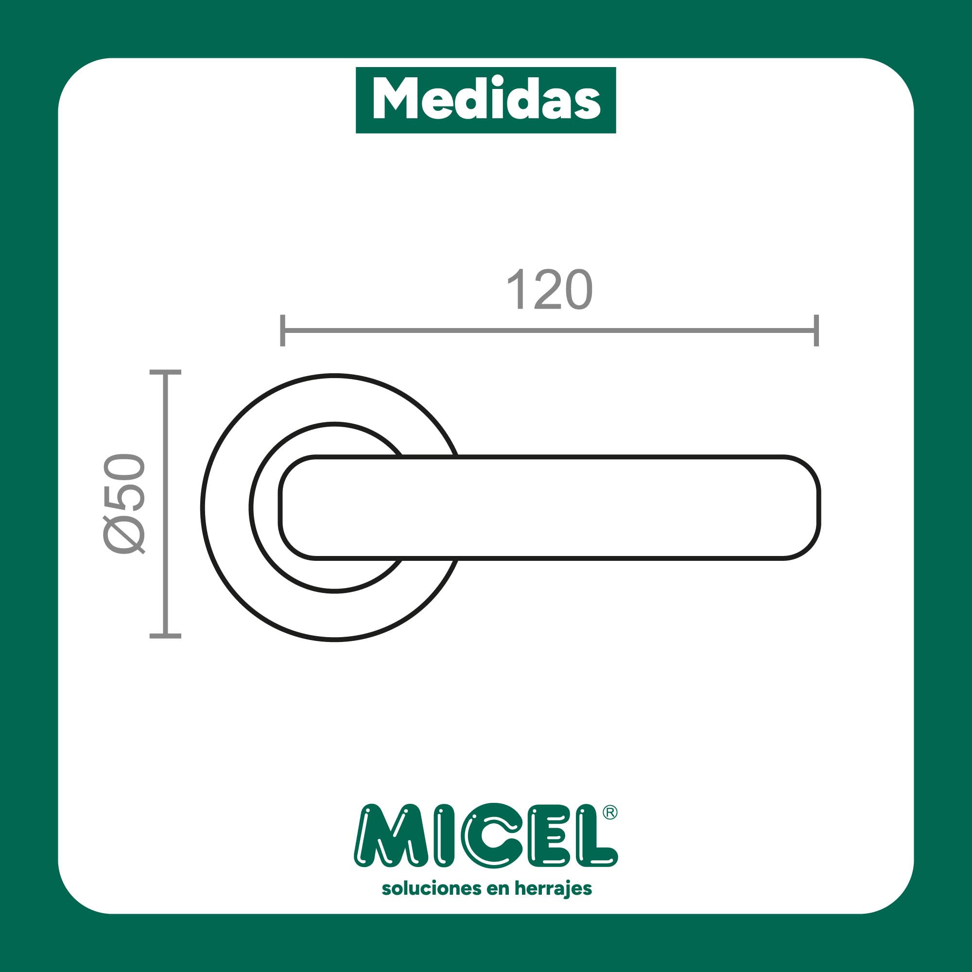 Micel - 01011 - Handle Set including Rosette (50 mm) and Flat Handle, Satin Nickel Finish, Silver, 126 x 50 x 48 mm - Image 3