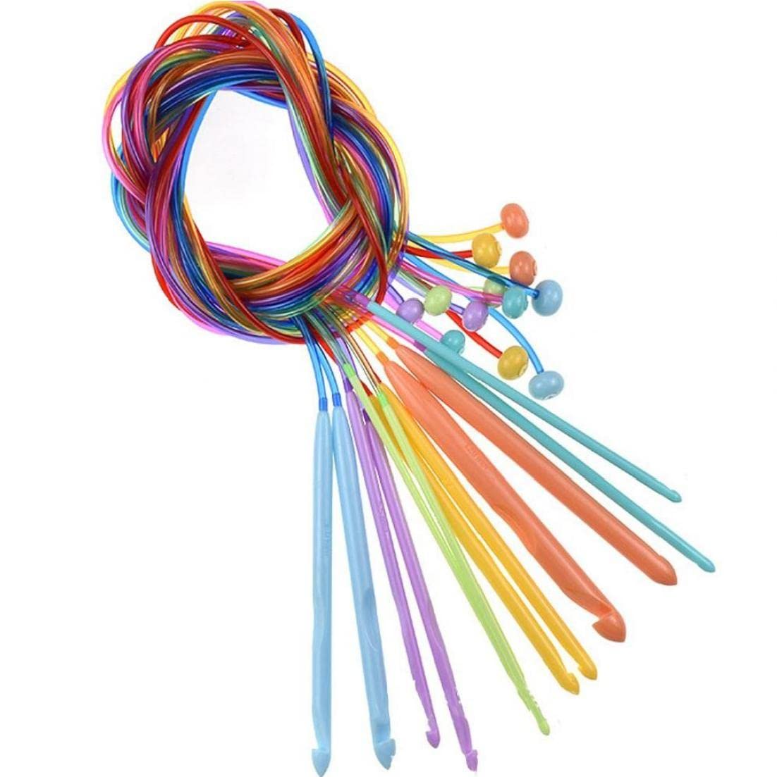 12pcs Plastic Flexible Tunisian Crochet Hooks Weave Needles 3.5-12mm