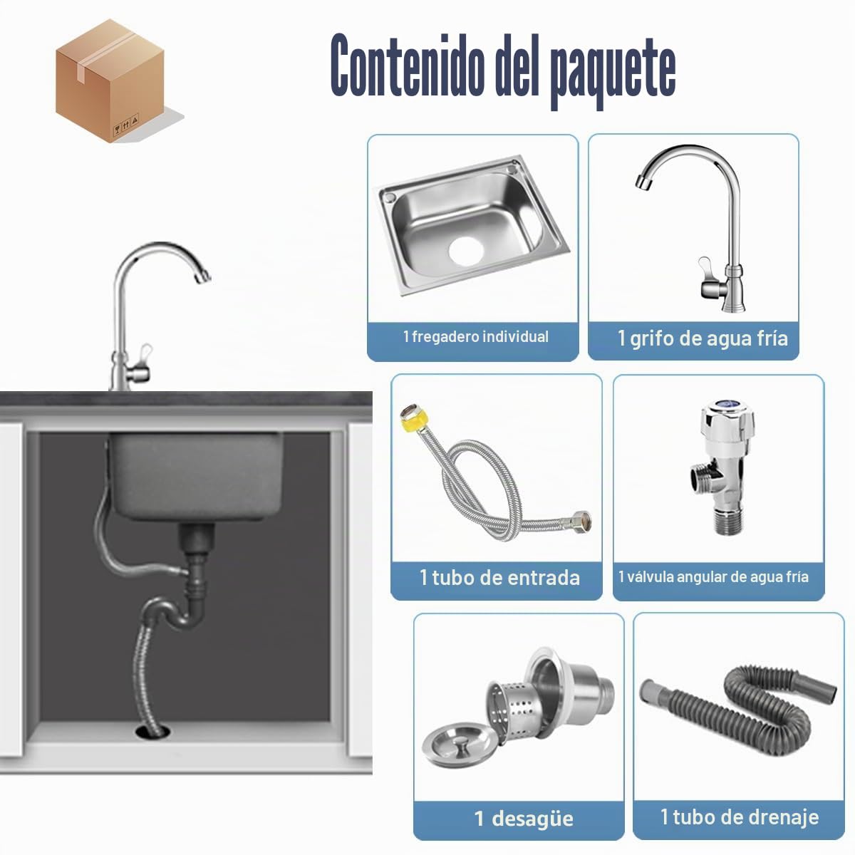 Fregadero Cocina en Acero Inoxidable,Fregadero de Cocina 1 Seno,Fregadero empotrado lavabo Plata,Fregadero Rectangular Pequeño,38x33 cm,42x37cm,48x35cm,50x40cm,53x38cm,60x45cm(38x33 cm)