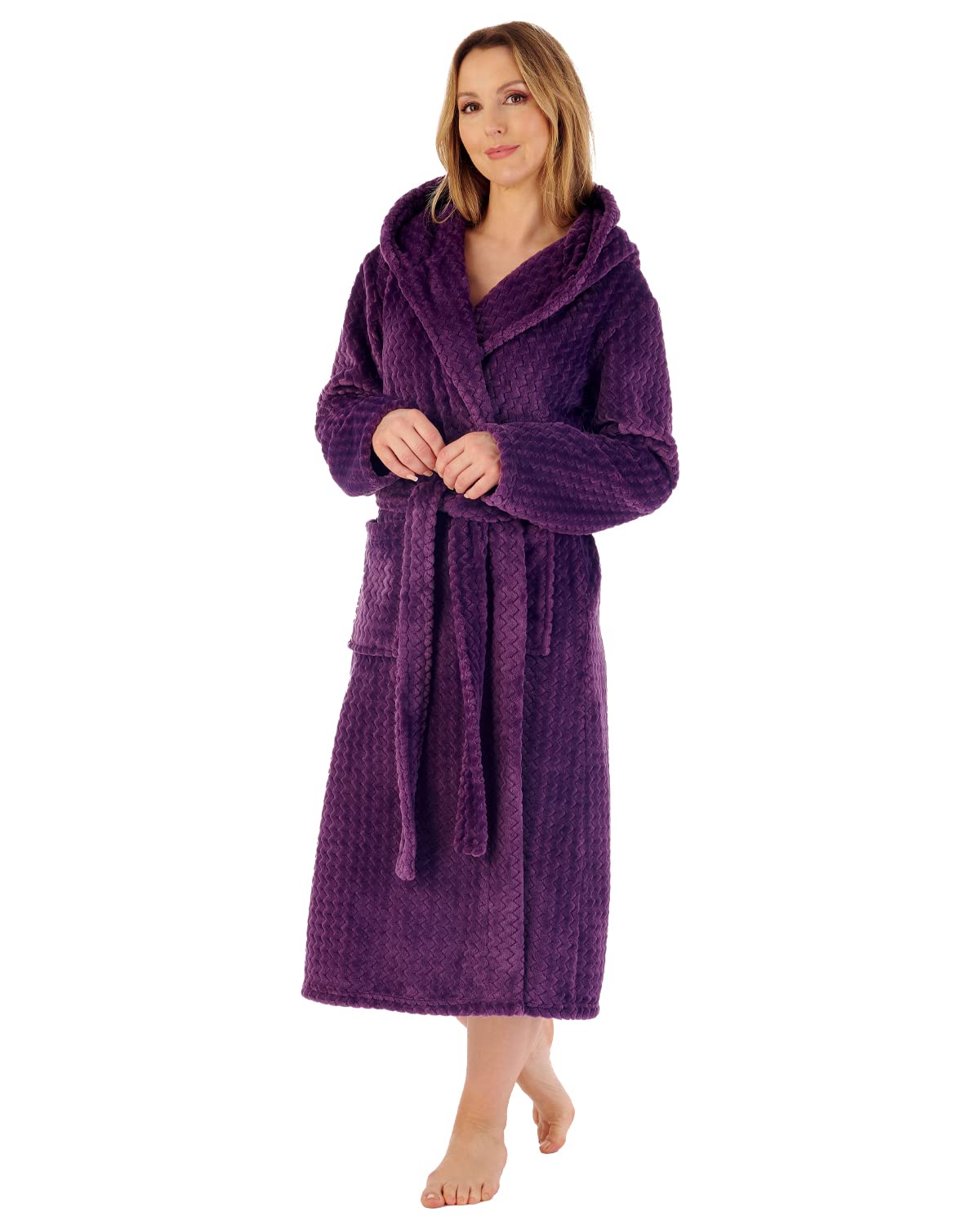 Slenderella Chevron Hooded Wrap Dressing Gown HC02319 Purple 2XL