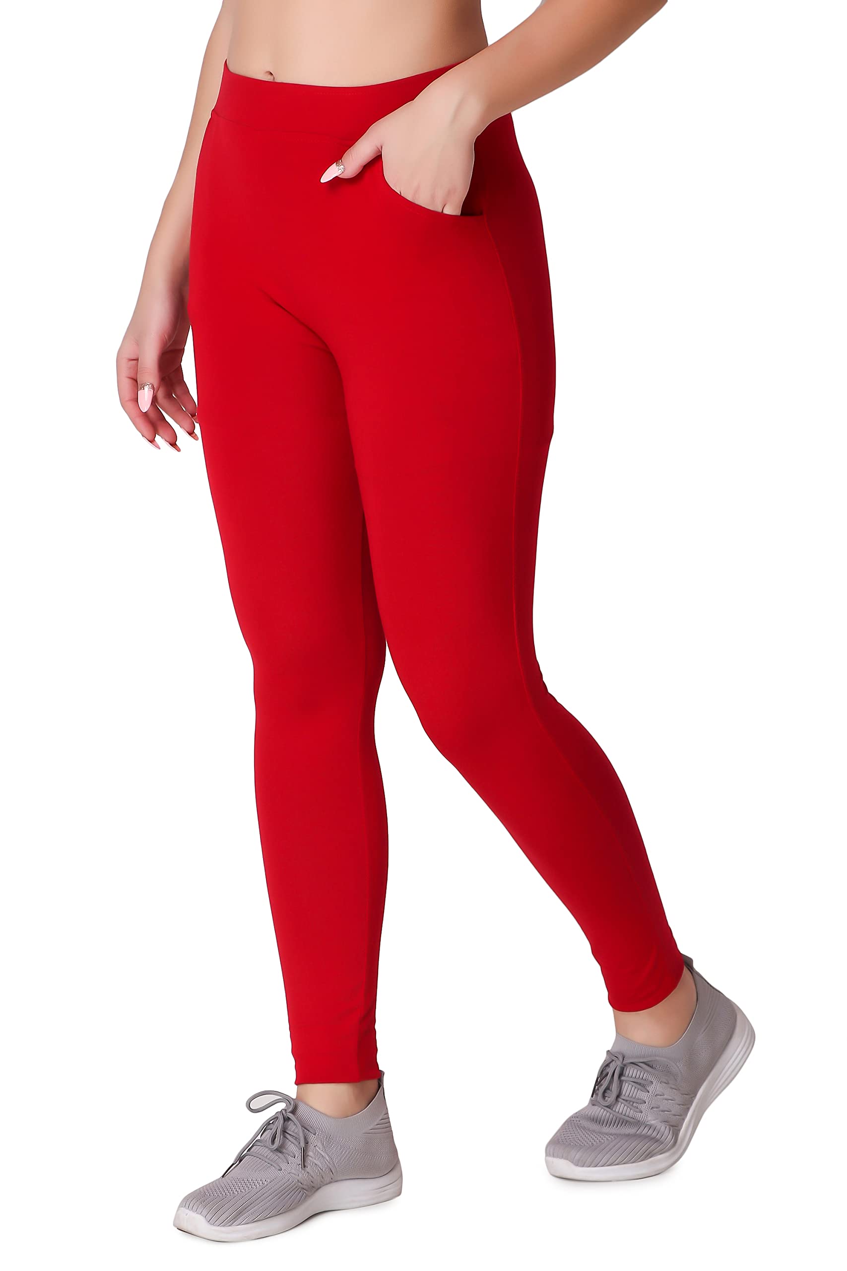 Cotton Spandex Slim fit Ankle Length Pocket Leggings for Women & Girls/Activewear Tights for Women with Two Pockets/Yoga Leggings for Women-image-14