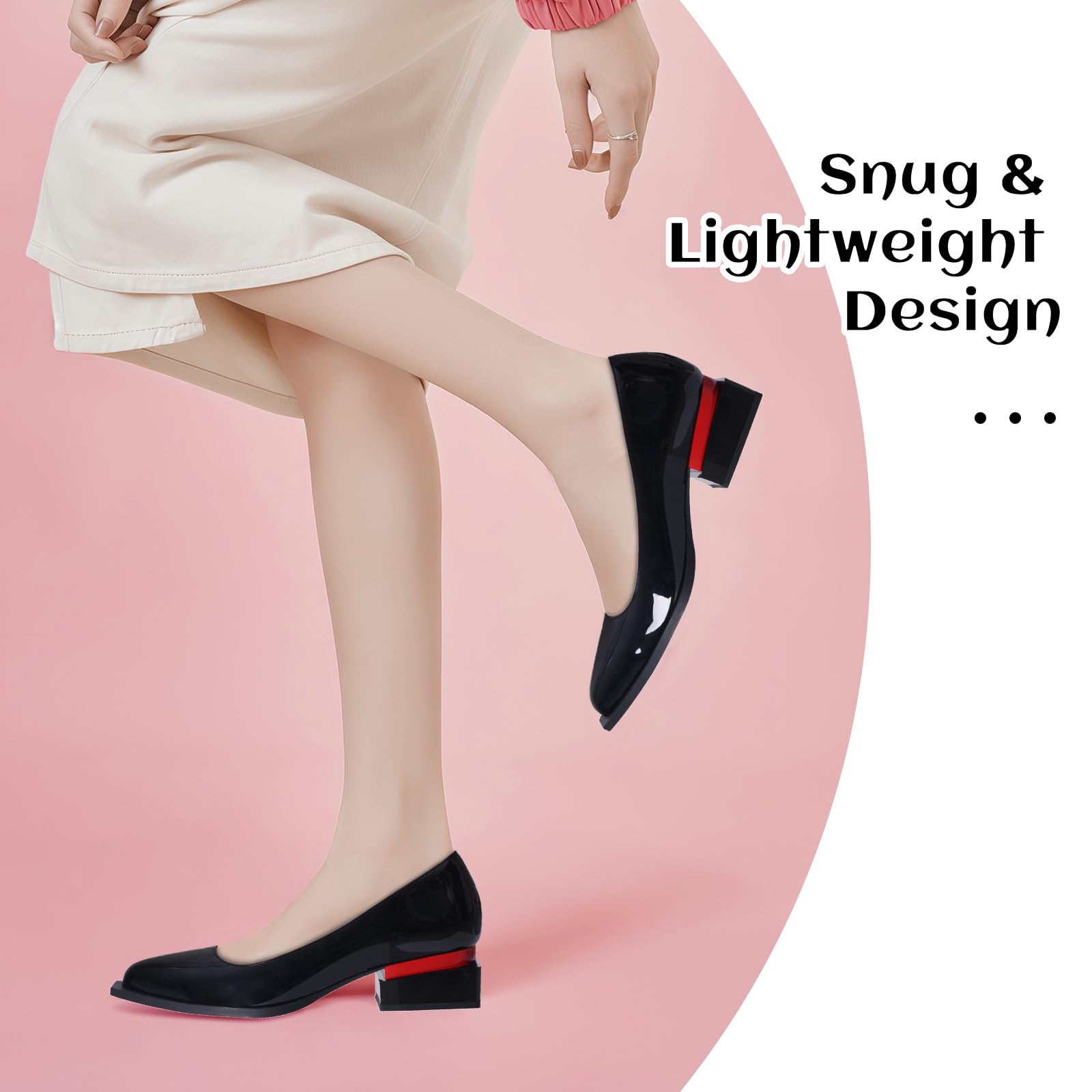 LingxiaUne Pumps for Women Comfortable Low Chucky Heel Shoes with Pointed Toe and Fashion Design for Work Size 6-12