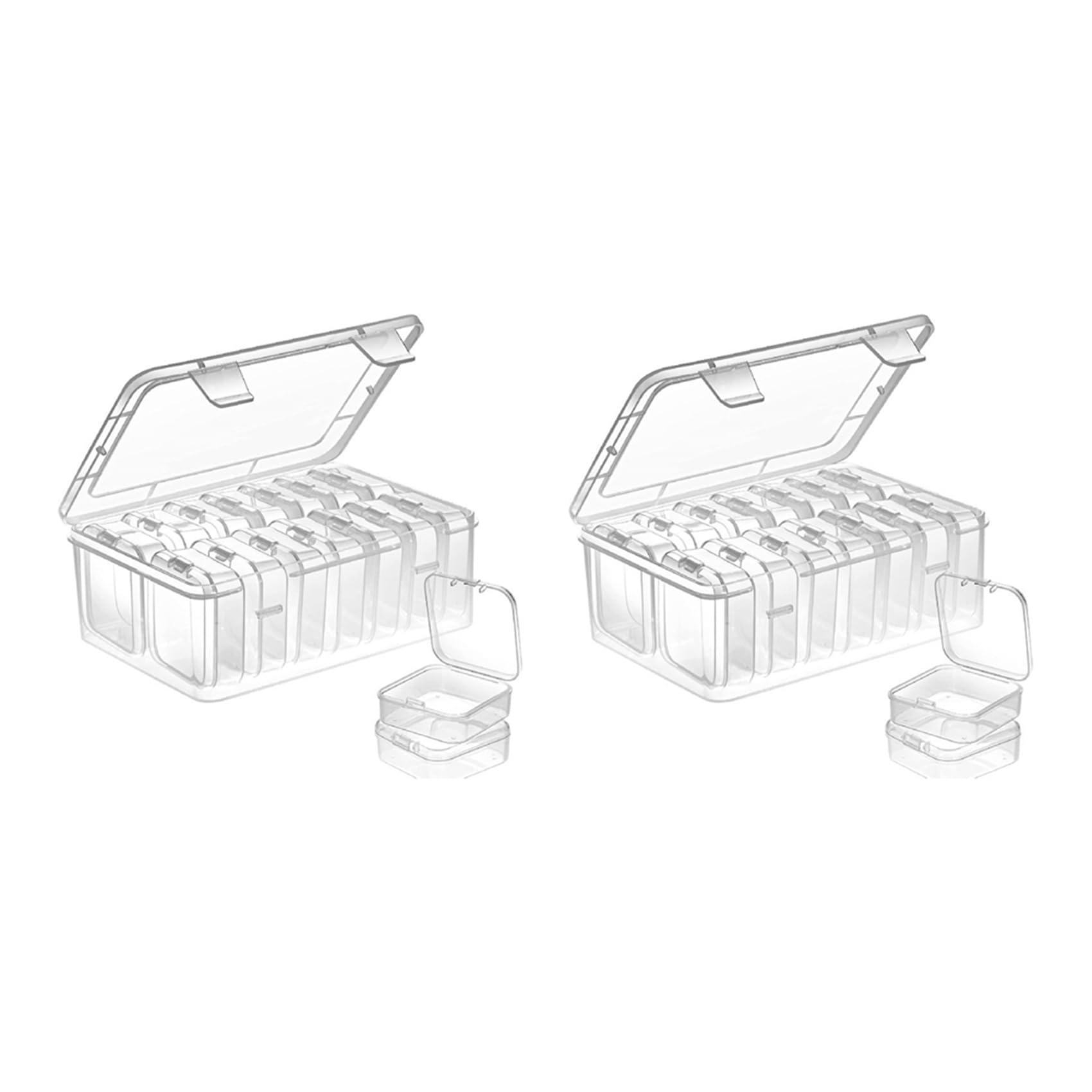 Hndhbfgrt 2set Small Storage Box with Lid Small Plastic Clear Box Plastic Storage Container Box Empty Mini Organiser