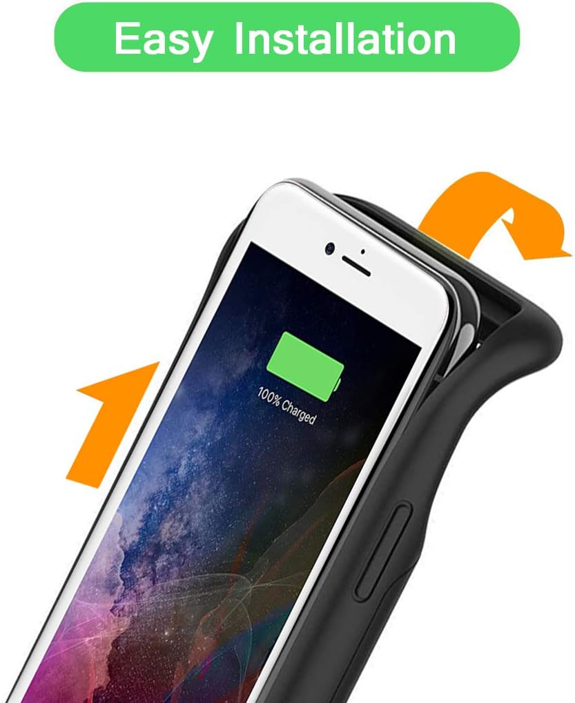 Battery Case for iPhone 8 Plus/7 Plus/6 Plus/6s Plus, 6500mAh Portable Rechargeable Battery Pack Charging Case Made for iPhone 6s Plus/6 Plus/7 Plus/8 Plus (5.5 inch) External Charger Case-Black