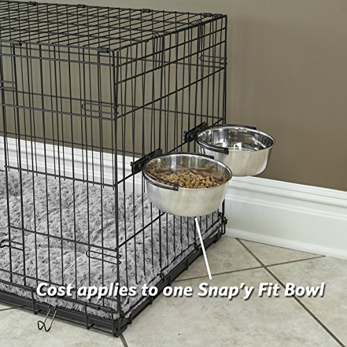 MidWest Homes for Pets Snap'y Fit Stainless Steel Food or Water Bowl, Holds 10 Ounces, Mounts to Wire Crates, No-Tip Design, Rust-Resistant, for Small Dogs and Cats by MidWest Homes for Pets - Image 3
