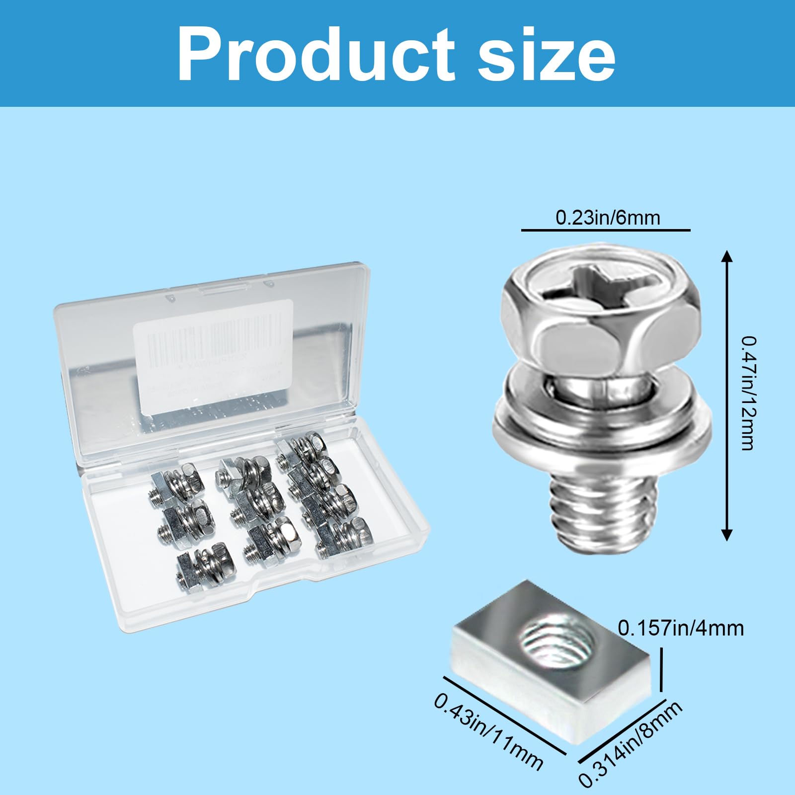 Kit di bulloni e dadi per terminali batteria moto, viti a testa esagonale M6 x 12 mm per ATV, scooter, moto, quad, confezione da 10 (argento)