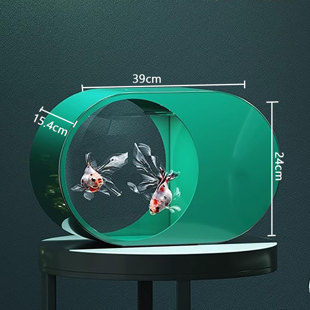 Acquario Acrilico HD, Serbatoio di Pesce Betta in Plexiglass Ginnastico, Acquario Trasparente USB, Serbatoio di Pesce da 3,43 Galloni per Pesce Rosso/Betta con Luce A LED, 39 * 15 * 24 Cm
