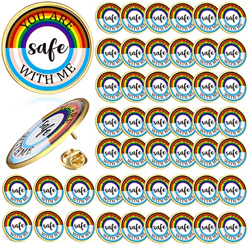 Junkin You Are Safe with Me Enamel Pins Rainbow Lapel Pride Pins LGBTQ Supports Badge Cute Brooch for Nurse Doctor Student Collar Clothing Backpack Bag Hat Decoration