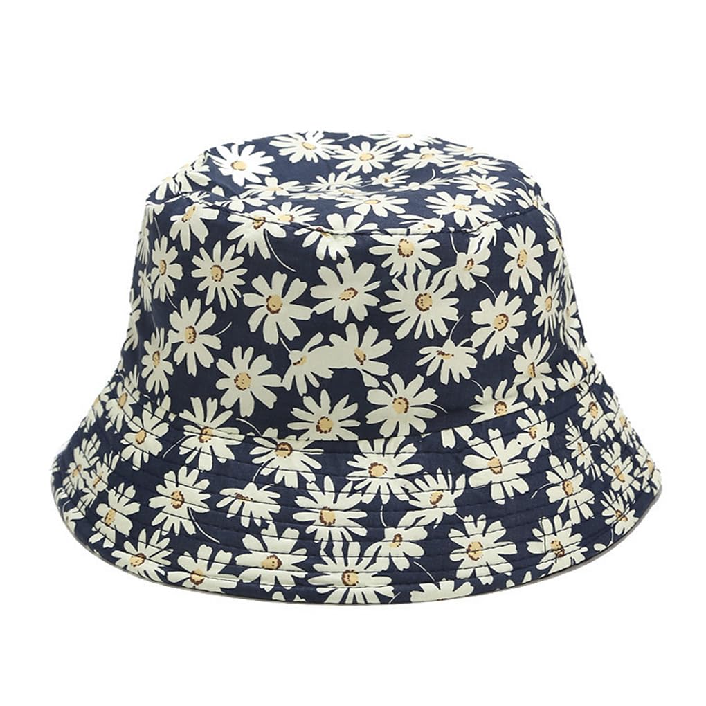 Daisy Floral Print Bucket Hat for Women Men,Travel Sun Beach Cap,Unisex Fishing Outdoor Boonie
